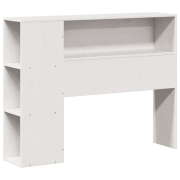 Pat cu bibliotecă fără saltea, alb, 75x190 cm, lemn masiv pin - Img 5