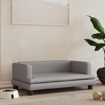 Pat de câini, gri, 80x45x30 cm, piele ecologică - Img 1