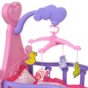 Pat de jucărie păpuși pentru camera de joacă a copiilor, roz + violet - Img 5