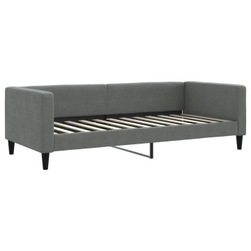 Pat de zi cu extensie și saltele, gri închis, 90x200 cm, textil - Img 4