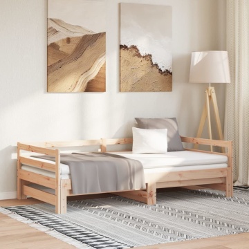 Pat de zi extensibil, 2x(90x200) cm, lemn masiv de pin - Img 1