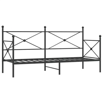 Pat de zi fără saltea Negru 80x200 cm Oțel - Img 2