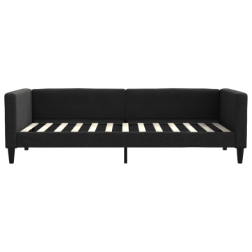Pat de zi, negru, 90x200 cm, material textil - Img 3