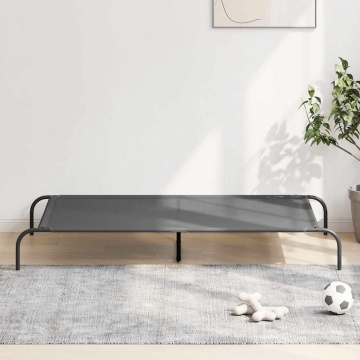 Pat înălțat pentru câini gri 150x90x20 cm Textilenă și oțel - Img 1