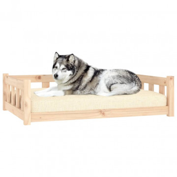 Pat pentru câini, 105,5x75,5x28 cm, lemn masiv de pin - Img 3