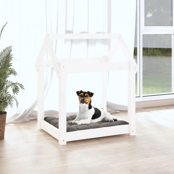 Pat pentru câini, alb, 61x50x70 cm, lemn masiv de pin - Img 3