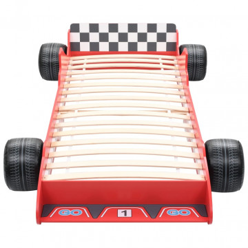 Pat pentru copii mașină de curse, roșu, 90 x 200 cm - Img 3