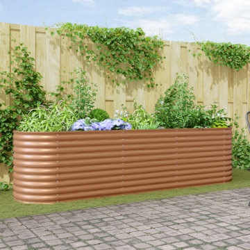 Pat Ridicat Ghiveci Efect De Lemn Metal 320 X 80 X 81 cm Durabil - Img 1