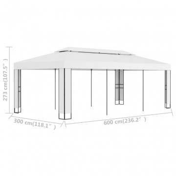 Pavilion cu acoperiș dublu, alb, 3 x 6 m - Img 4
