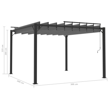 Pavilion cu acoperiș jaluzea antracit 3x3 m țesătură&aluminiu - Img 7