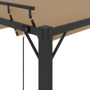 Pavilion cu acoperiș jaluzea gri taupe 3x4 m țesătură&aluminiu - Img 5