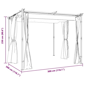 Pavilion cu draperii, gri taupe, 3 x 3 m, oțel - Img 7
