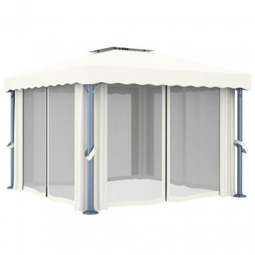 Pavilion cu perdea, alb crem, 3 x 3 m, aluminiu - Img 3
