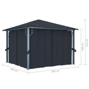 Pavilion cu perdele, antracit, 300 x 300 cm, aluminiu - Img 7