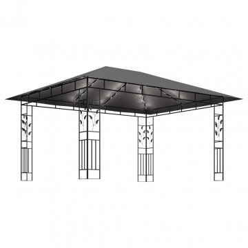 Pavilion cu plasă anti-țânțari&lumini LED, antracit, 4x3x2,73 m - Img 4