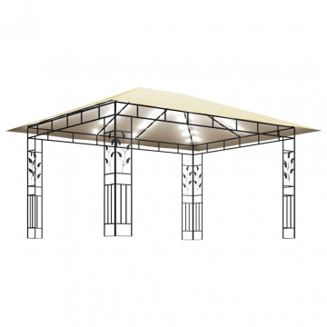 Pavilion cu plasă anti-țânțari & lumini LED crem 4x3x2,73m - Img 4