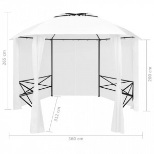 Pavilion de grădină cu perdele, alb, 360x312x265 cm, 180 g/m² - Img 7