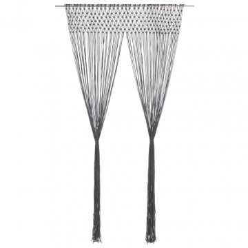Perdea macrame, antracit, 140 x 240 cm, bumbac - Img 1