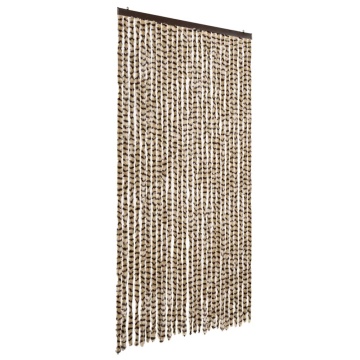 Perdea pentru insecte, bej și maro, 118x220 cm, chenille - Img 2