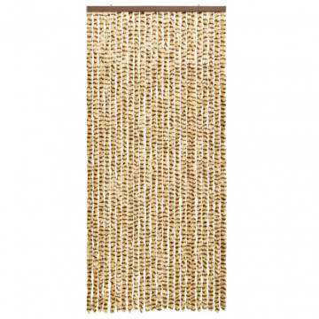 Perdea pentru insecte, bej și maro, 90 x 220 cm, chenille - Img 2