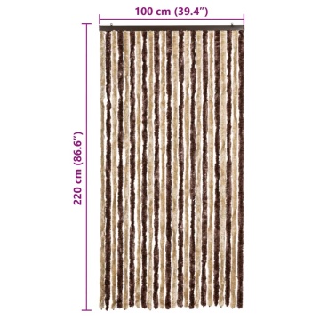 Perdea pentru insecte, bej și maro deschis, 100x220 cm Chenille - Img 10