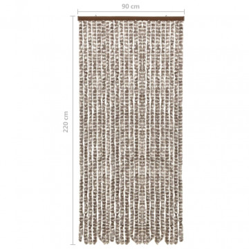 Perdea pentru insecte, gri taupe și alb, 90 x 220 cm, chenille - Img 5