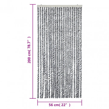Perdele pentru insecte, gri și negru-alb, 56x200 cm, chenille - Img 6