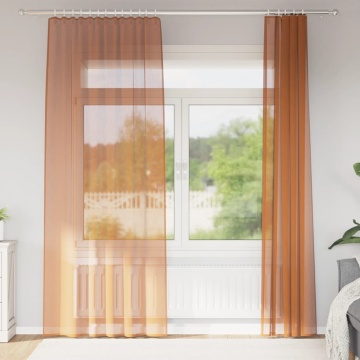 Perdele Voile cu Bucle 2 buc Terracota 140x245 cm - Img 1