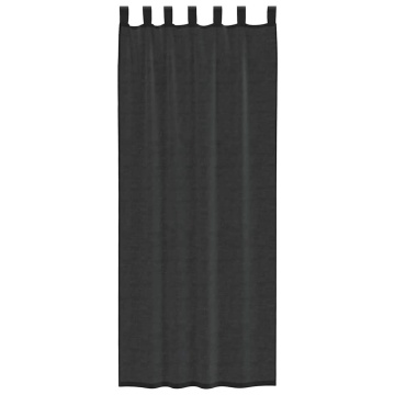 Perdele Voile cu buzunare pentru bare 2 buc Negru - Img 4