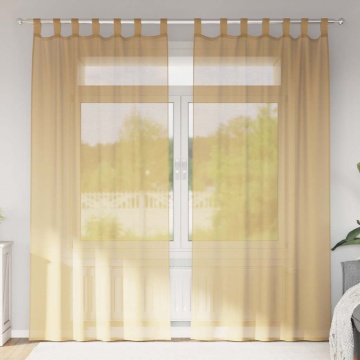 Perdele Voile cu buzunare pentru bare 2 buc Nisip - Img 1