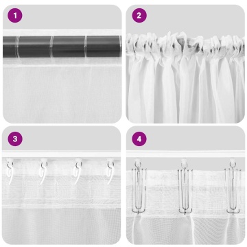 Perdele Voile cu buzunare pentru bare 2 buc Roz - Img 6