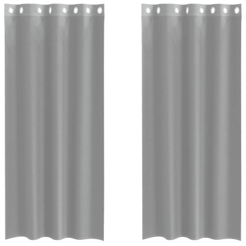 Perdele Voile cu Oelii 2 buc Gri deschis 140x225 cm - Img 2