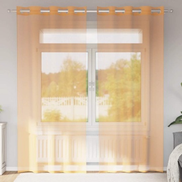 Perdele Voile cu Oelii 2 buc Portocaliu 140x245 cm - Img 1