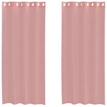 Perdele Voile cu Oelii 2 buc Roz 140x225 cm - Img 2