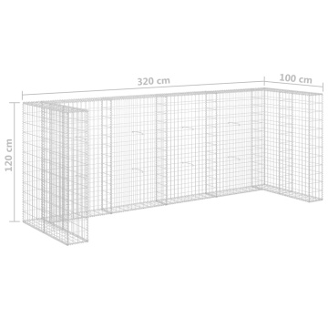 Perete gabion pentru pubele, 320x100x120 cm, oțel galvanizat - Img 6