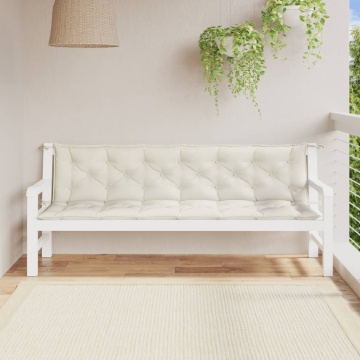 Pernă bancă de grădină, 2 buc. melanj crem, 200x50x7 cm, textil - Img 3