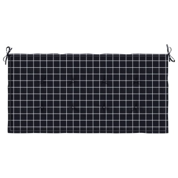 Pernă bancă de grădină negru carouri, 100x50x3cm, textil Oxford - Img 4