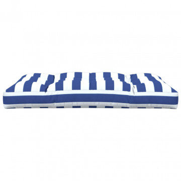 Pernă de paleți, dungi albastru/alb, 120x80x12 cm, textil - Img 8