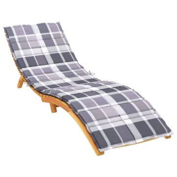 Pernă de șezlong, gri carouri, 200x70x3 cm, textil Oxford - Img 3