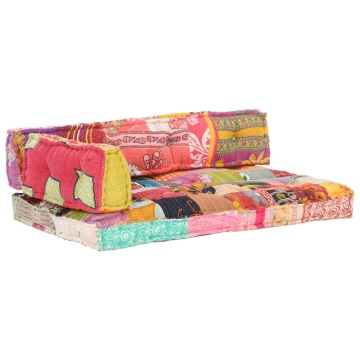 Pernă pentru canapea din paleți, multicolor, textil, petice - Img 5