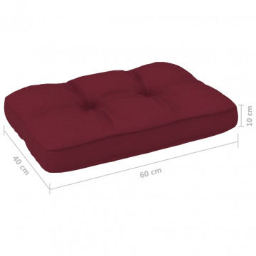 Pernă pentru canapea din paleți, roșu vin, 60 x 40 x 10 cm - Img 3