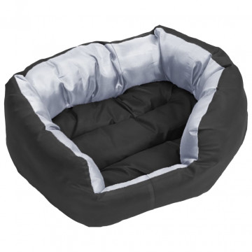 Pernă reversibilă și lavabilă câini, gri și negru, 65x50x20 cm - Img 7