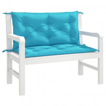 Perne bancă de grădină 2 buc. turcoaz 100x50x7 cm textil - Img 3