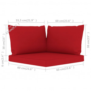 Perne pentru canapea din paleți, 3 buc., roșu, material textil - Img 5