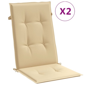 Perne scaun cu spătar înalt 2 buc. melanj bej 120x50x4cm textil - Img 2