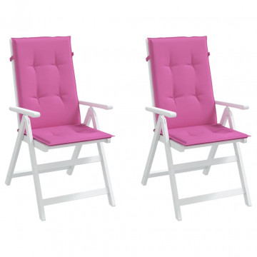 Perne scaun cu spătar înalt, 2 buc., roz, 120x50x3 cm, textil - Img 3