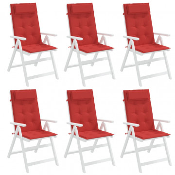 Perne scaun cu spătar înalt, 6 buc, roșu, țesătură Oxford - Img 4