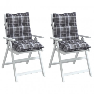 Perne scaun cu spătar mic, 2 buc., gri carouri, textil oxford - Img 3