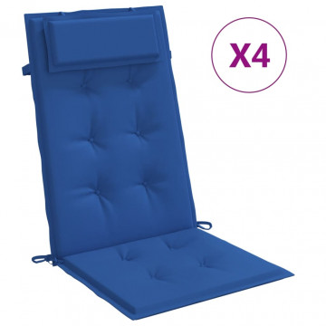 Perne scaun spătar înalt 4 buc albastru regal, țesătură Oxford - Img 2
