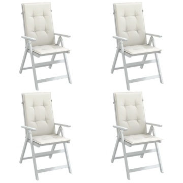 Perne scaun spătar înalt, 4 buc. melanj crem 120x50x4 cm textil - Img 1